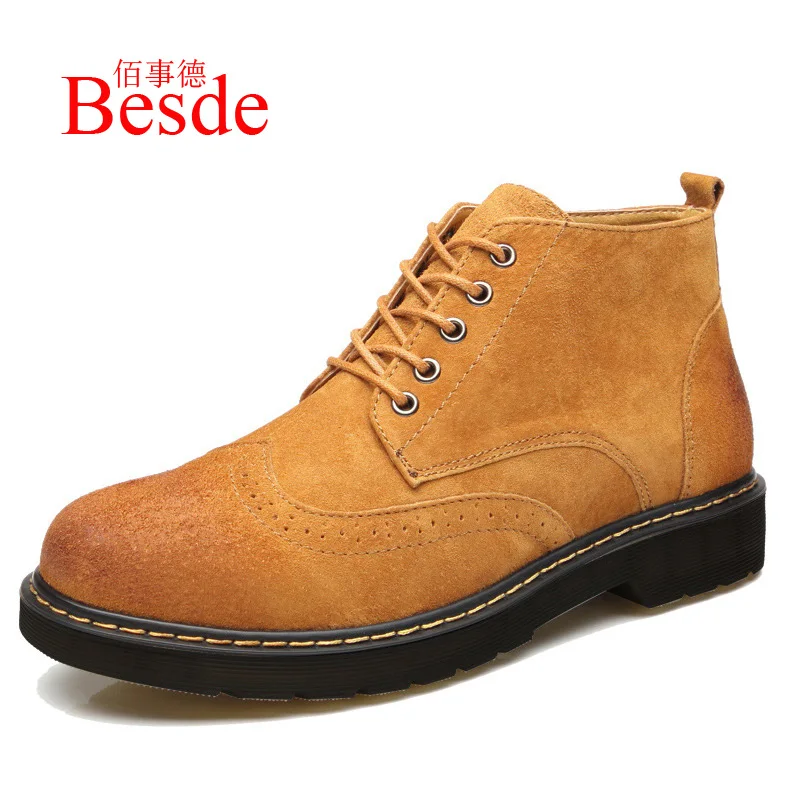 

Work boots man ankle shoes wedges comfortable leather boots men casual shoes autumn 2019 fashion style Martin boots