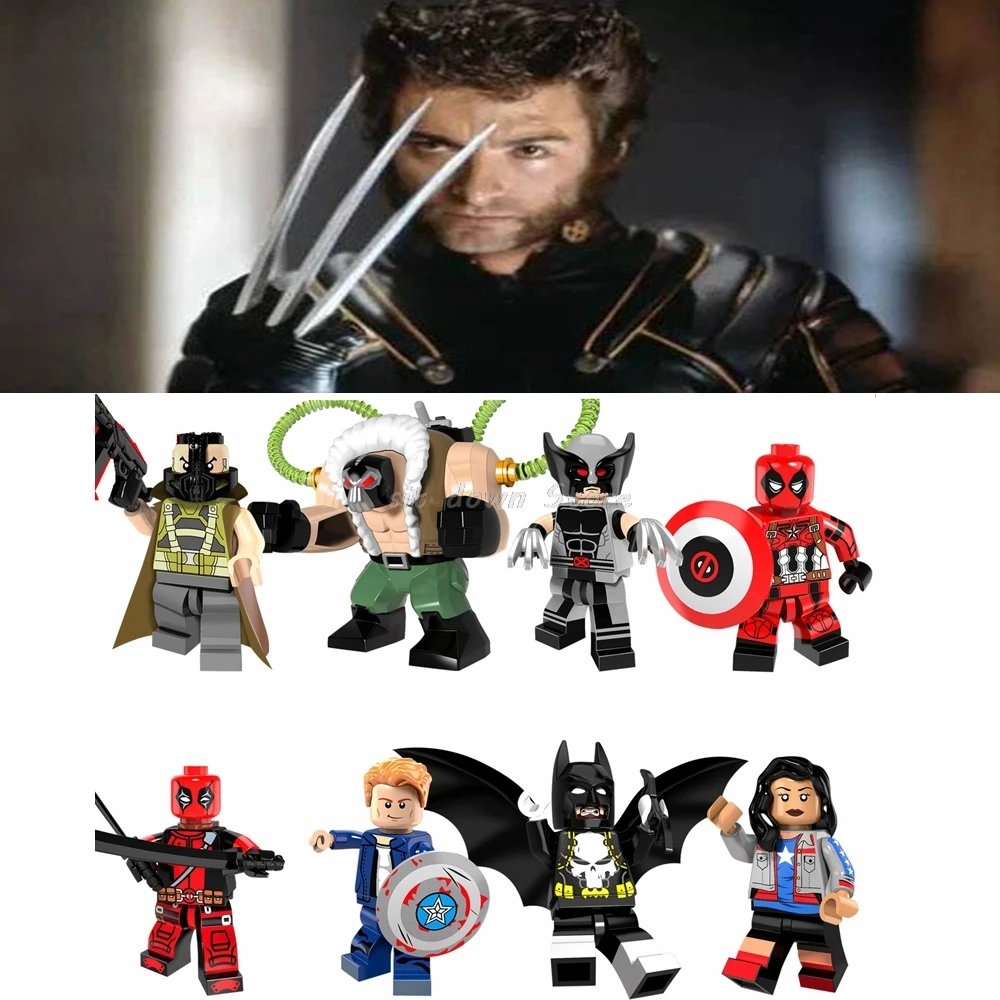 

Legoing Marvel Comics Superhero figures Wolverine Bane Deadpool Bat man Model Building Blocks Toys for Children Legoing toy gift