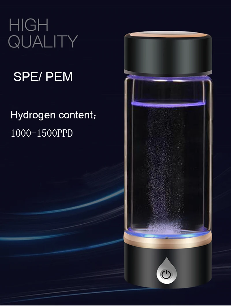 SPE/PEM водород богатый генератор бутылка с ионизатором воды Seperate H2 и O2 высокий чистый водород ПЭТ бутылка использования