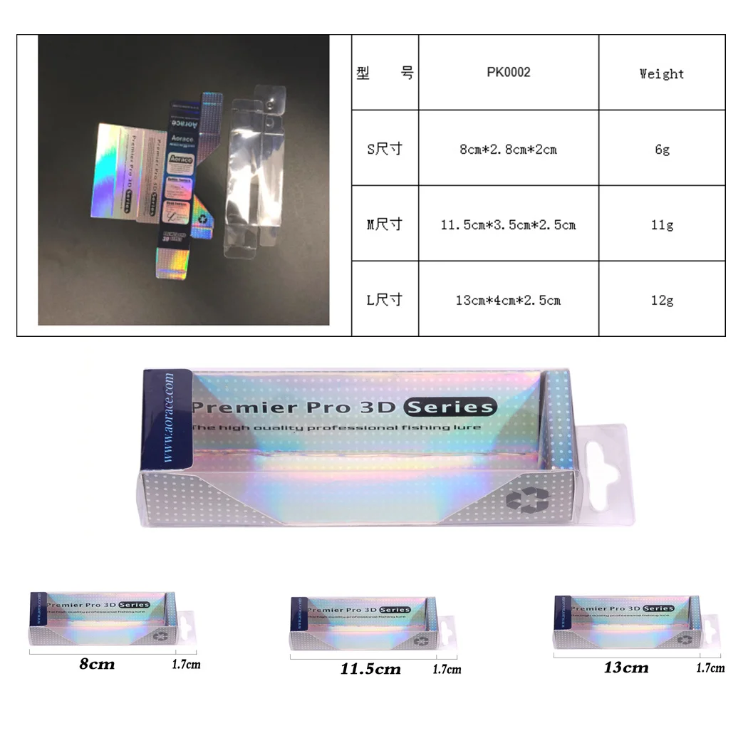 5Pcs Fishing Lures Packing Boxes Clear PVC Box Top Can Be Hooked Decorative Box / Display Boxes 8CM/11.5CM/13CM/17.5CM/20CM