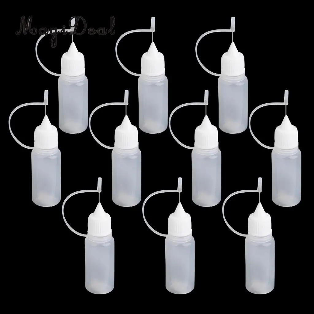 Kesoto 10pcs 10ml Needle Tip Empty Plastic Squeezable Dropper Bottle Liquid Storage Travel Thin Tip Dropper Bottles