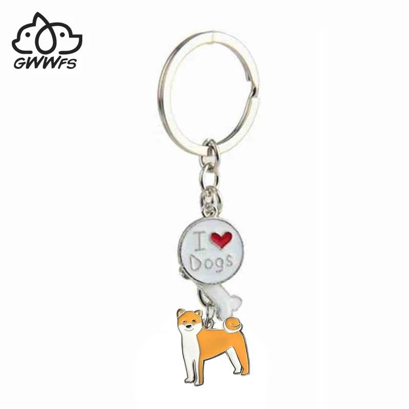 

Japanese Akita pendant key chains for men women girls silver color metal pet dog bag charm car keychain key ring holder fashion