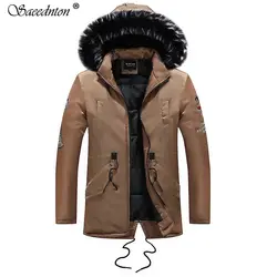 Мужская пуховая теплая зимняя куртка 2018 Новая мужская повседневная куртка большого размера XXXL с длинным рукавом утолщенная теплая белая
