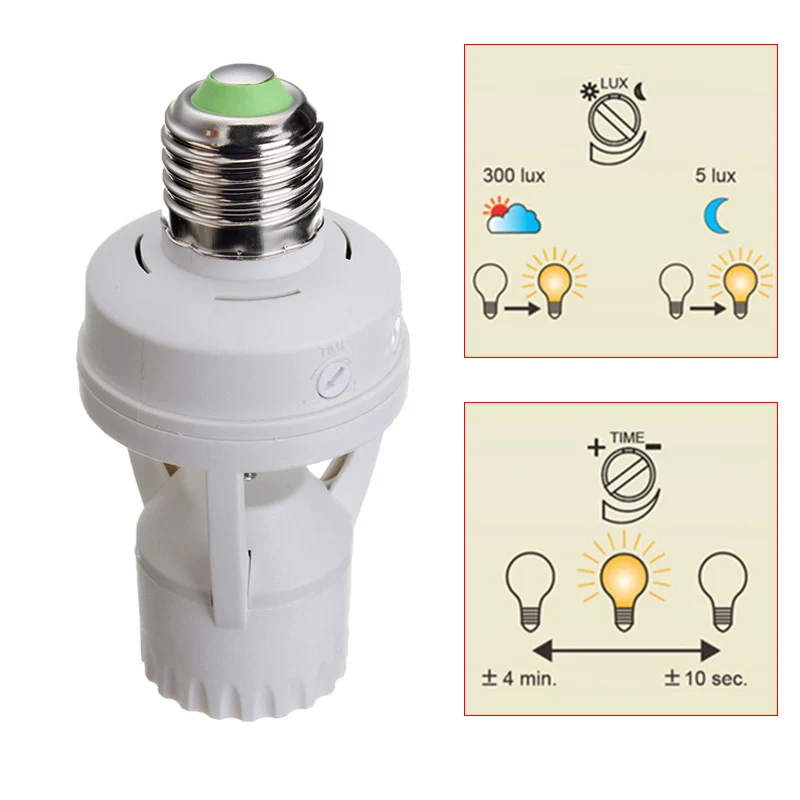 

360 Degrees PIR Induction Motion Sensor Light IR Infrared Human E27 Plug Socket LED Light SLC88