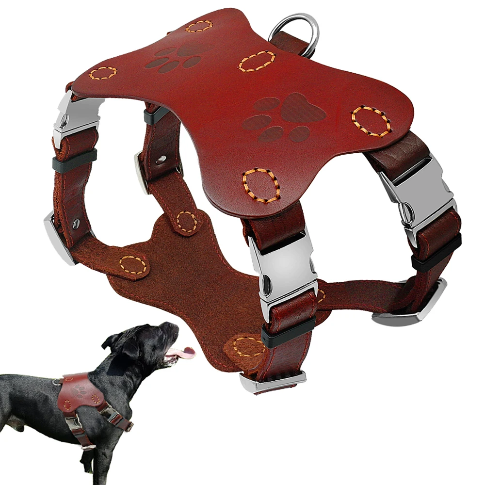 Ошейники для собак Pitbull Terrier шлейки из натуральной кожи жилет тренировочные