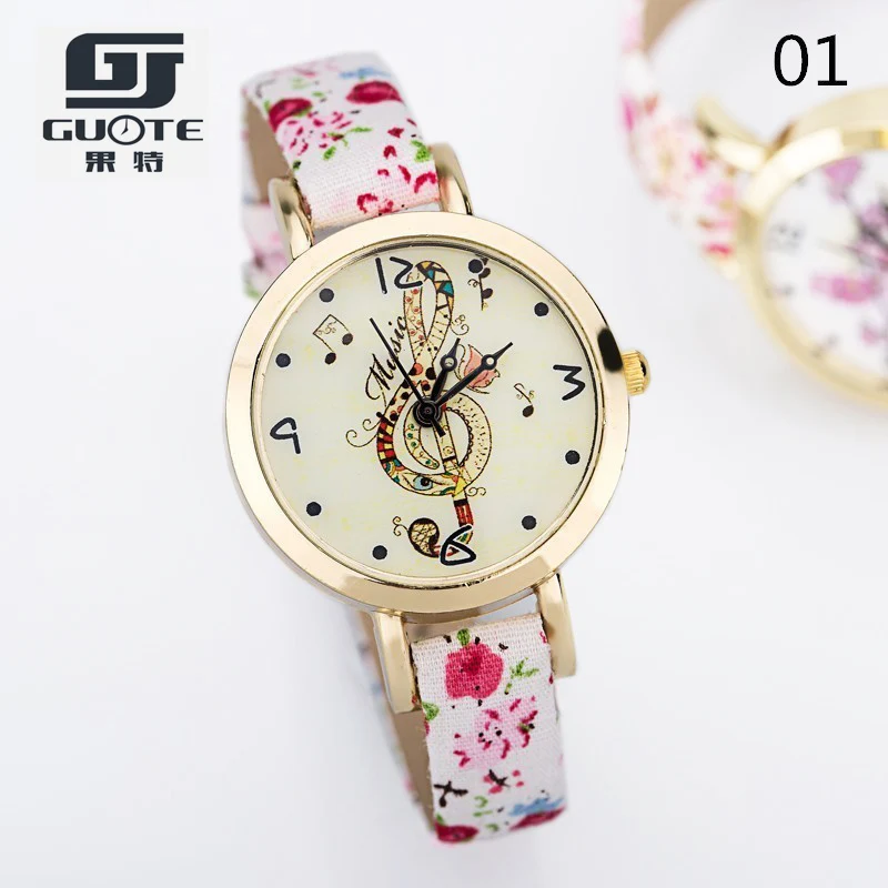

2016 New Fashion Dress Watch Women Elegant Butterfly Music Style Leather Strap Quartz Watches Lady Delicate Gift Watched Relojes