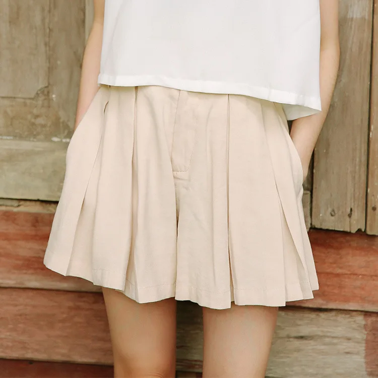 

2019 Summer New Korean Version Simple Leisure High Waist Thin Pure Wide Leg Pressed Pleated Pants Fashion Women Pants