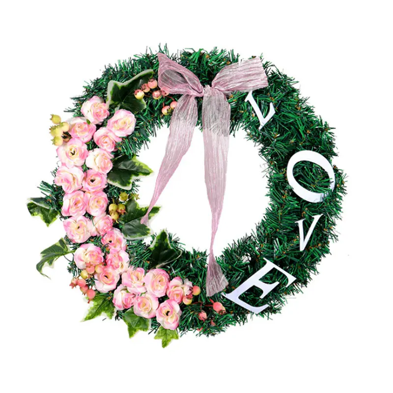 

Artificial Rose Flower Wreath Door Threshold Flower DIY Wedding Home Party Event Floral Garland Christmas Thanks Giving Decor
