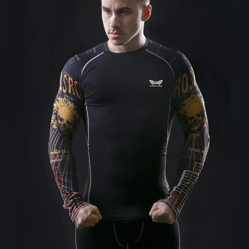 Mens Long Sleeve T font b shirt b font Bodybuilding Fitness Gyms Clothing 2017 New Mens