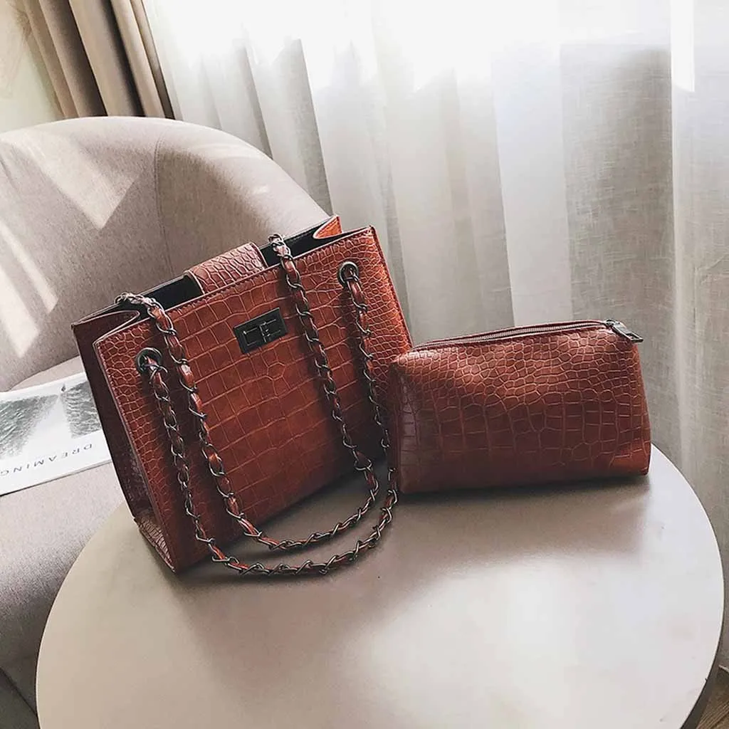 

Women Bags 2019 New Fashion Women Crocodile Pattern Mother Bag Shoulder Bag Chain Handbag Messenger High Quality Shoulder Bag