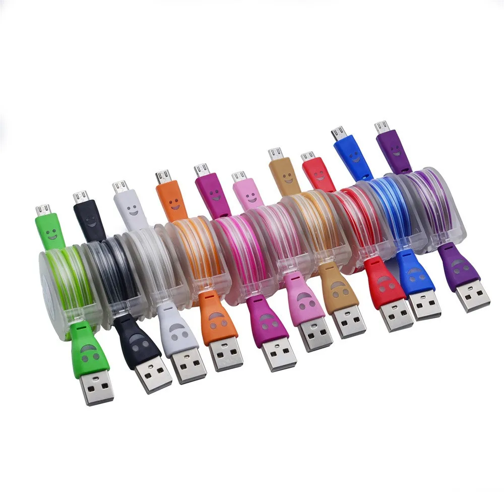 

Charger Cable LED Light Micro USB to USB Retractable Cable Data Charger Charging Cord For Phone Usb Cable Extension