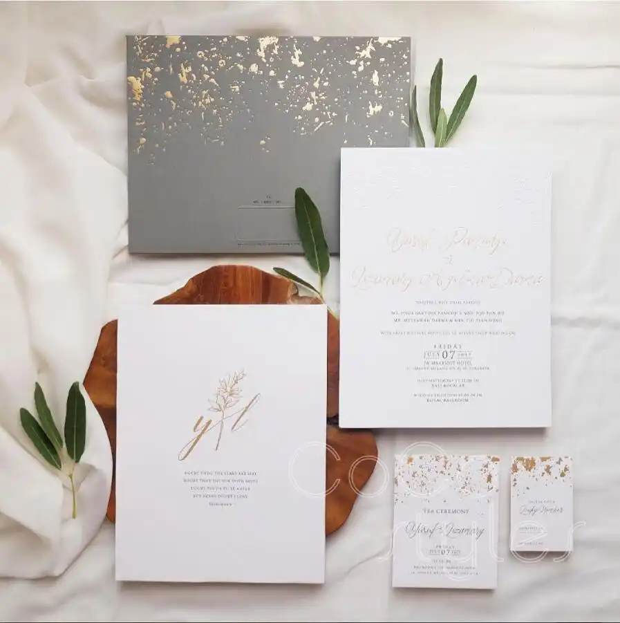 30- personalized foiled wedding invitation cards with custom