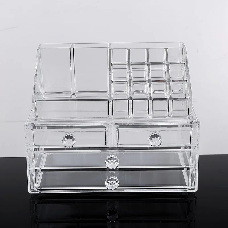 Acrylic Cosmetic Lipstick Storage Box Display Stand Dresser Nail Polish Shelf Rack Holder Drawer Women Makeup Organizer Case10