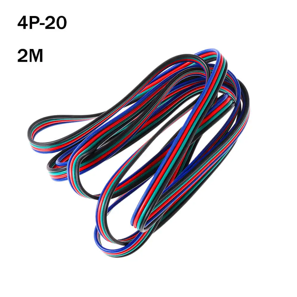 1 шт. 2/5M 22AWG 20AWG 18AWG для RGB светодиодный Медный провод 4 контактный провод кабель-удлинитель шнура питания для всей семьи - Color: 2m 4P-20AWG