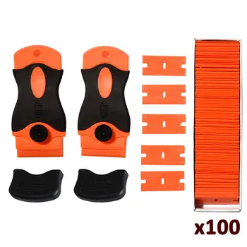 

EHDIS 2pc Plastic Razor Scraper with 100pcs 1.5" Razor Blades car Sticker tool Vinyl Wrap Film Tool Ice Scraper Snow Shovel