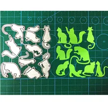 Rosnące słodkie kot zestaw szyte matryce do cięcia metalu szablony tło Craft Scrapbooking Album kartki DIY Craft umiera cięcia(China)