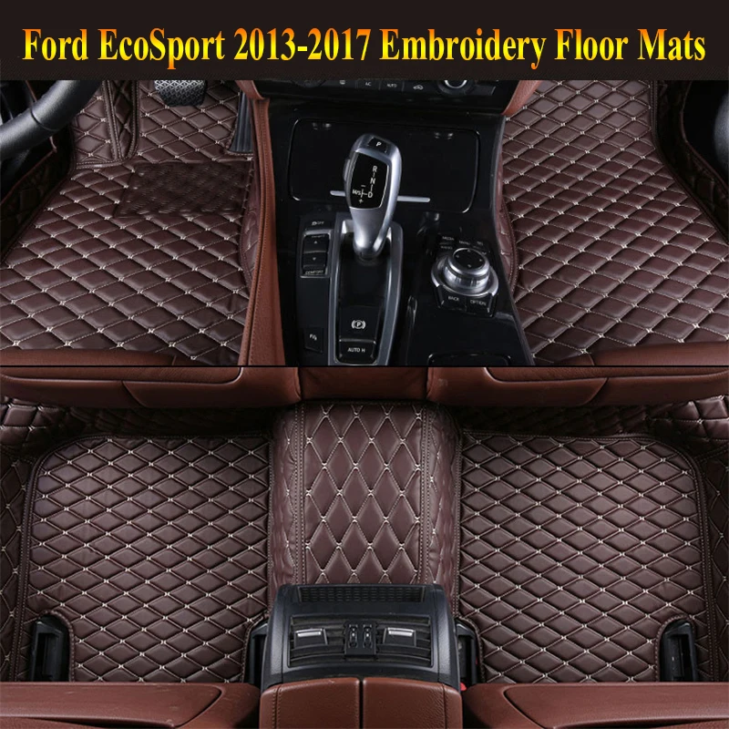 

Car Floor Mats For Ford EcoSport 2013-2017 Foot Carpets pad mat Step Embroidery Leather Car Interior Mats heavy duty carpet