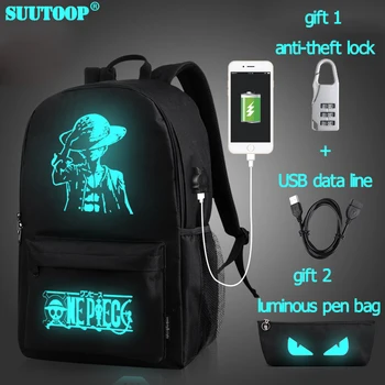 

2018 Anti-theft Nightlight School Bags USB Charging Men Luminous Backpacks Mochila Fashion Anime Cartoon Student School Backpack