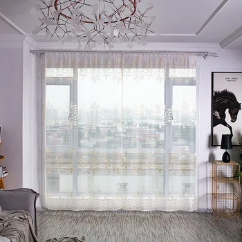 

2pcs European style Curtain Tulle Window Treatment Drape Valance Simple Curtain Wear Rod Model 100x200cm шторы