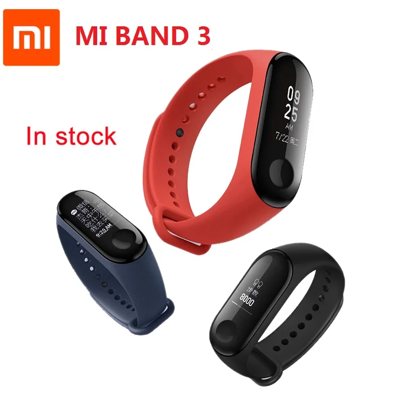 Оригинальный Смарт-браслет Xiaomi Mi Band 3 фитнес-браслет MiBand большой сенсорный экран
