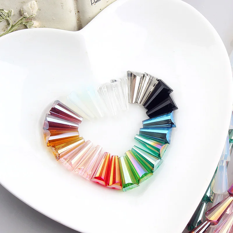 

12Colors 10pieces 8x16mm Conical Shape Austria faceted Crystal Glass Beads Loose Spacer Beads for Jewelry Making