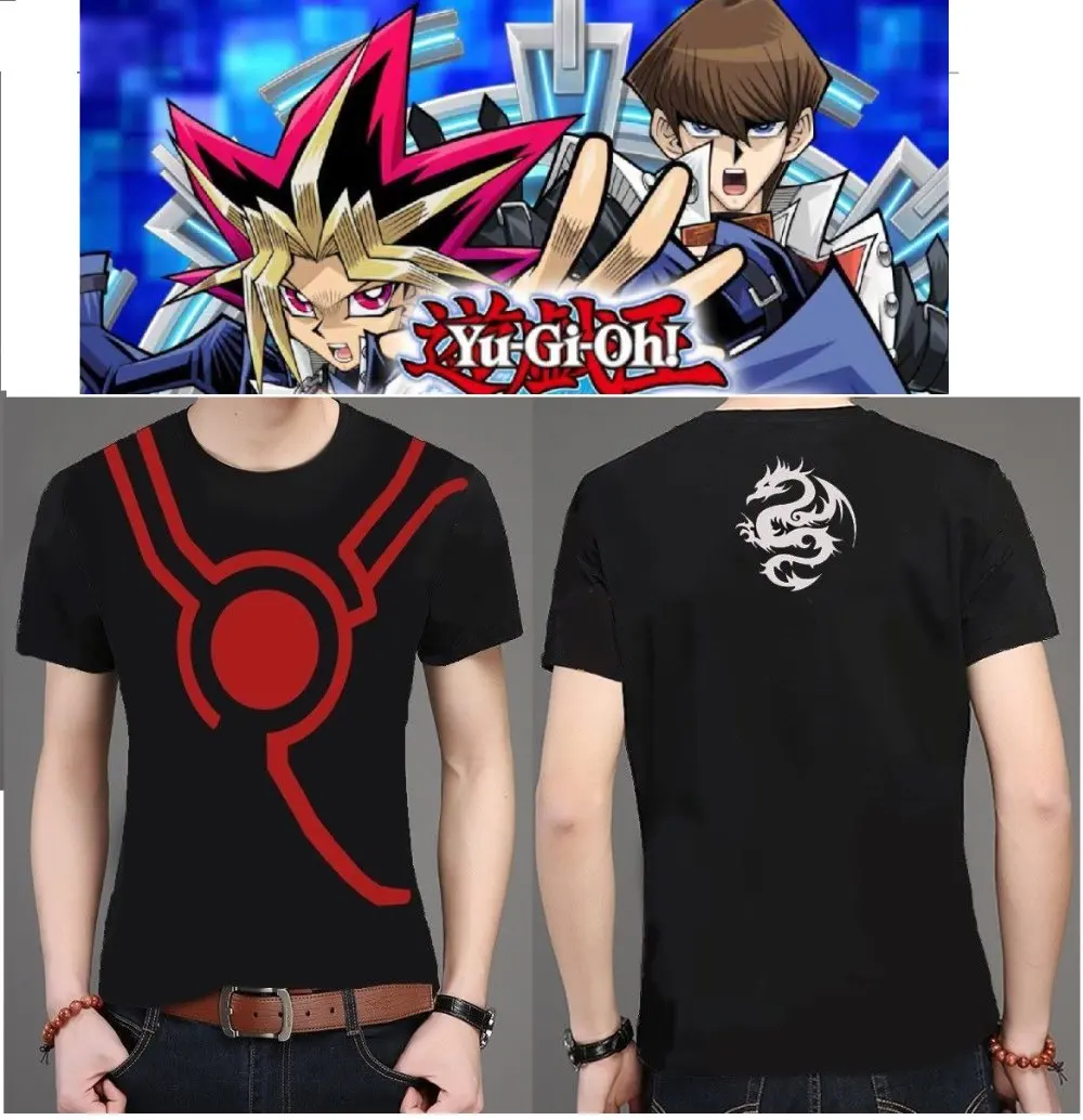 

Anime T shirt.Black.Yu-Gi-Oh! 5D's.Yusei Fudo Fudo Yuse Full pattern Costume Cosplay unisex casual Cool plus size