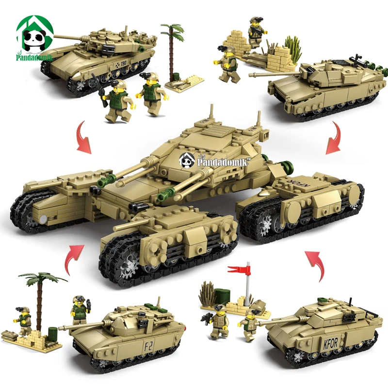 

Military 4 Tank 1242pcs Large Set Mammoth Tank Building Blocks 8 Figures Army War Game Toy Bricks Educational Toys for Boys