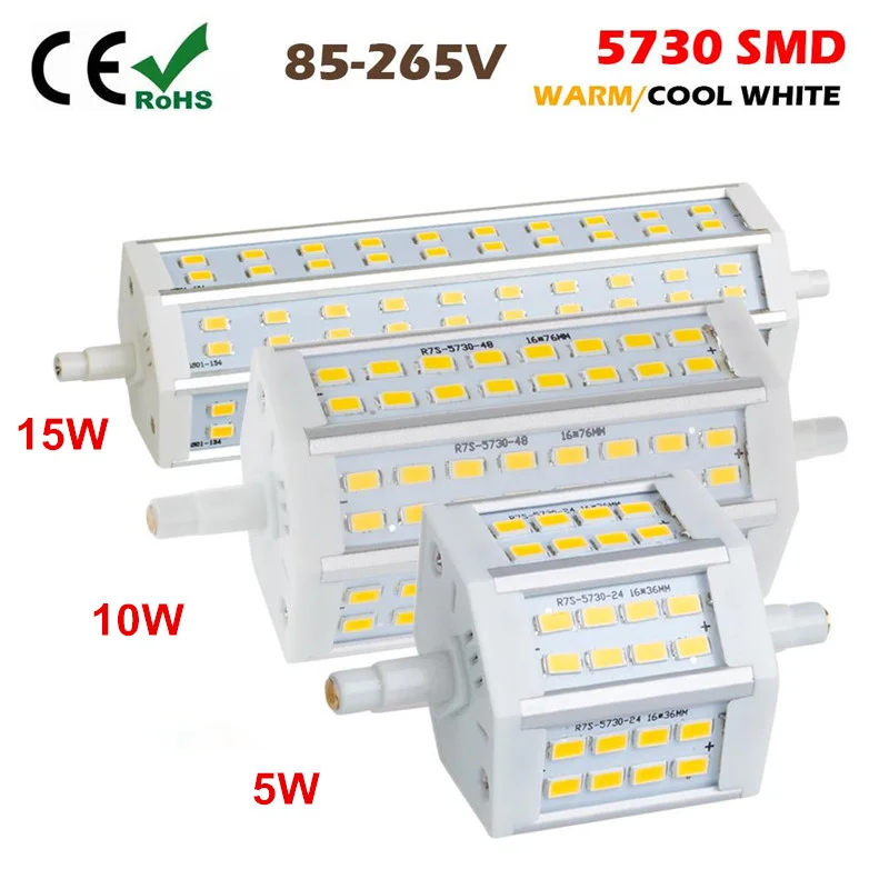Бесплатная доставка Dimmable R7S LED 5 Вт 10 15 SMD5730 led r7s 78 мм J78 118 J118 189 J189 Лампочки