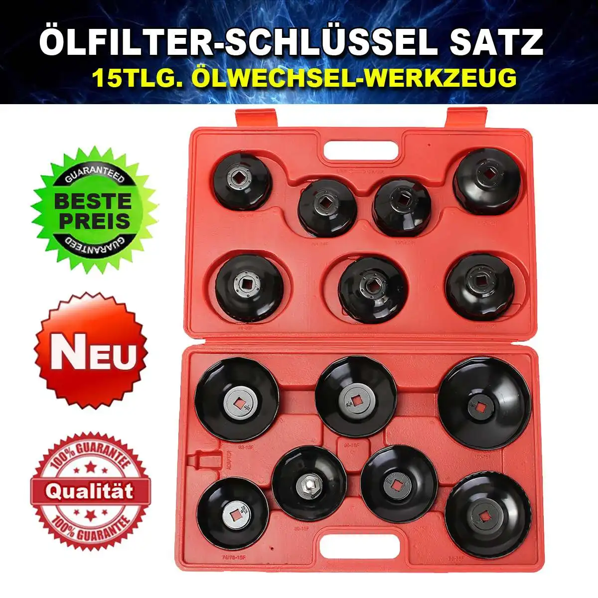 

doersupp Universals Car Oil Filter Wrench Cap Auto 14 PCS Set Removing Tool Filter Housing Caps 4 Cylinder Non-SlipHand Tool