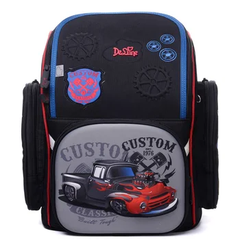 

Delune Brand Factory Kids Primary School Backpack Waterproof Orthopedic School Bag Children 3D Cars Schoolbag Boys Girl