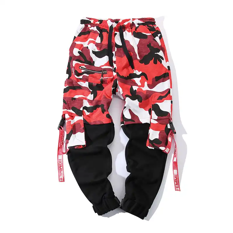 red and black camo pants mens