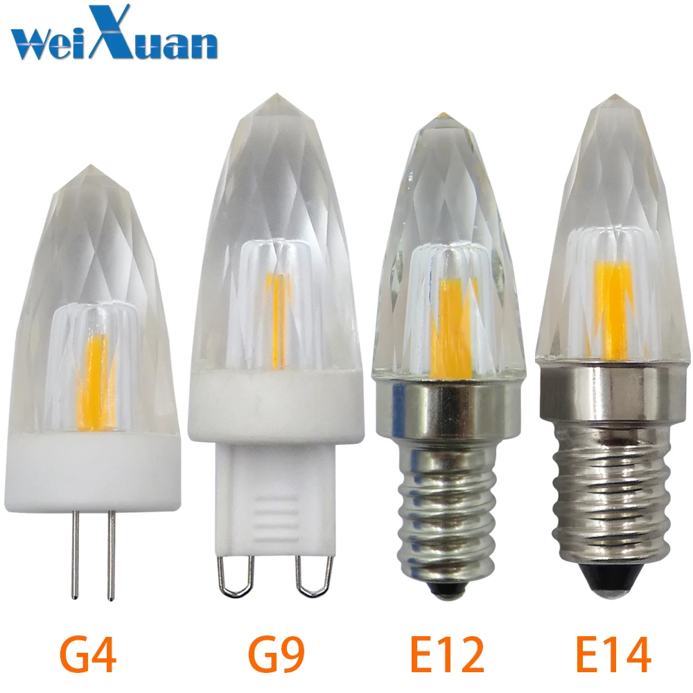 

G4/G9/E12/E14 Crystal LED Candle Light Bulb 3W 110V 220V AC 1505 COB LED Spotlight Non-dimming for Ceiling Lamp Chandelier 1pc