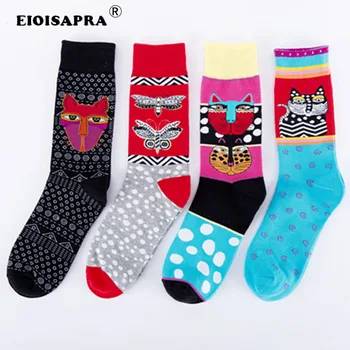 

New Autumn Winter Hip Hop Trend Kawaii Cat Butterfly Pattern Socks Funny Happy Socks Harajuku Fashion Unisex Cotton Sox