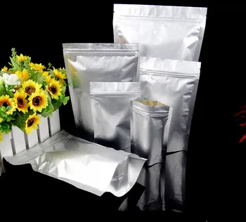 

25*35CM huge Aluminum Foil bags stand up Zip Lock Bag Retail Packaging Food Storage Bag silver