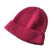 Вязаная однотонная бейсболка женская уличная Кепка дыни осенне-зимняя шапка мужская пара короткая шапка уличная теплая