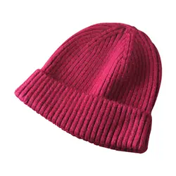 Вязаная однотонная бейсболка женская уличная Кепка дыни осенне-зимняя шапка мужская пара короткая шапка уличная теплая