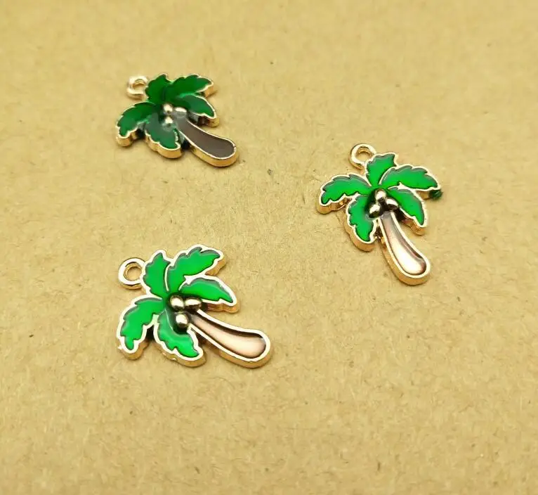 

10pcs 15x20mm DIY fashion metal enamel coconut tree charms plant bracelet pendants for necklace earring jewelry making material