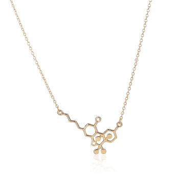 

Wholesale 10pc lot THC Molecule Pendant Biology Molecule Necklace Silver Gold Color Link Chain Science Jewelry for Women Men