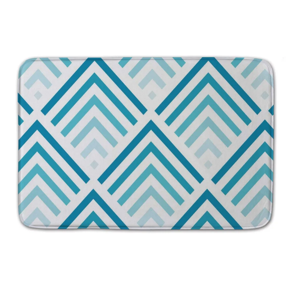 Geometric Door Mats Outdoor, Blue Stripe Doormat for Entrance Door,Modern Bathroom Carpet,Carpet