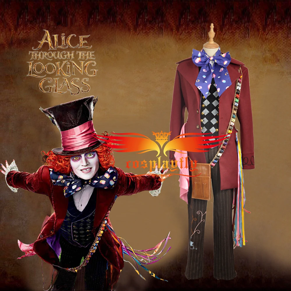 

American Fantasy Adventure Film Alice in Wonderland:Through the Looking Glass Mad Hatter Fashion Cosplay Costume For Adult W0973