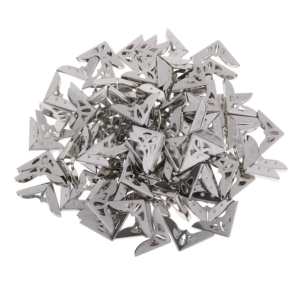 100 PCS Vintage Decorative Metal CORNER PROTECTORS for Scrapbook Photo Album Menus Folders Book Decoration Craft Nostalgic Retro