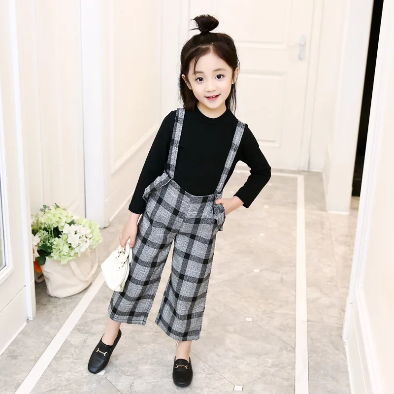 Teenage Clothes For Girls 3 4 5 6 7 8 9 10 11 12 Years 2018 Autumn Long Sleeve Top + Plaid Overalls Pant 2pcs School Costume Teenage Clothes For Girls 3 4 5 6 7 8 9 10 11 12 Years 2018 Autumn Long Sleeve Top + Plaid Overalls Pant 2pcs School Costume