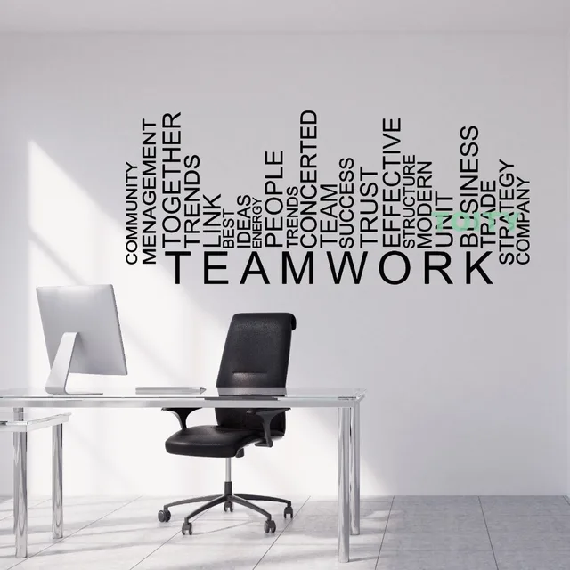 Vinyl Wall Decal Teamwork Words Business Office Decor Sticker Home Room