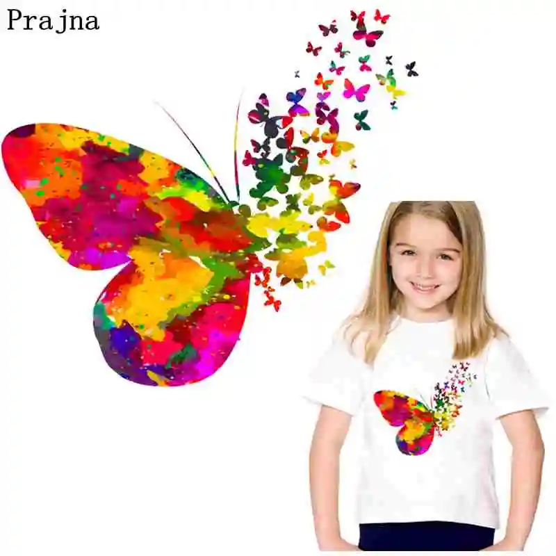 

Prajna Colorful Butterfly Iron On Patches For Clothing Heat Transfer Vinyl Thermal Stickers DIY Washable Patch On T-shirt Decor
