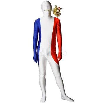 

Childrens/Adult Mens Halloween Party Personality France Flag Costumes Unisex Spandex Zentai Lycra Multicolor Costume Bodysuit