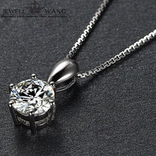 Ювелирный 18K кулон из белого золота Moissanite для женщин 0.5ct Forever классическое ожерелье Блестящий Роскошный подарок для девочки Сертифицированный Jk/vvs1