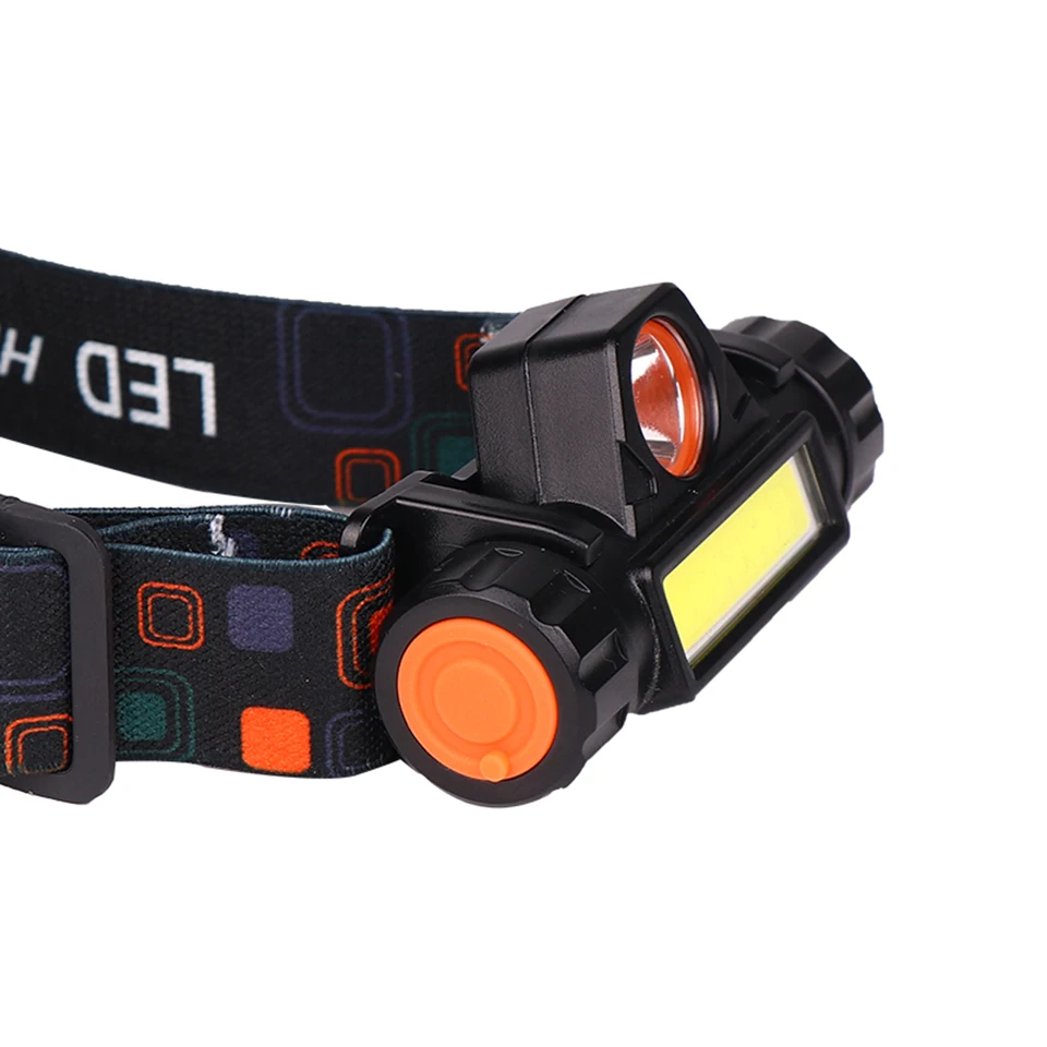 built-in 18650 battery LED headlamp COB work light 2 light mode with magnet Waterproof headlight suit for fishing head lamp