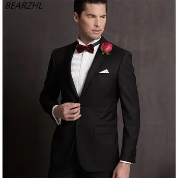 

bespoke beach men suits for groom tuxedo black custom made suit slim fit high quality formal wear