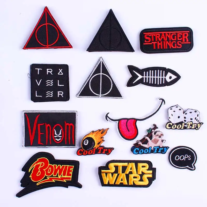 

Punk Biker Patch Star Wars Badges Patches Embroidered Letter Patches Iron on Patch For Clothing Vikings Accessories Badges DIY