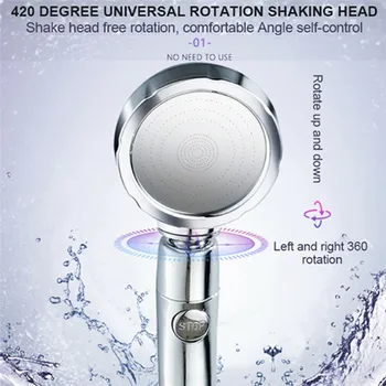 

NEW 3 Mode High Pressure Water Saving Laser Shower Head Perfect Adjustable Ionic